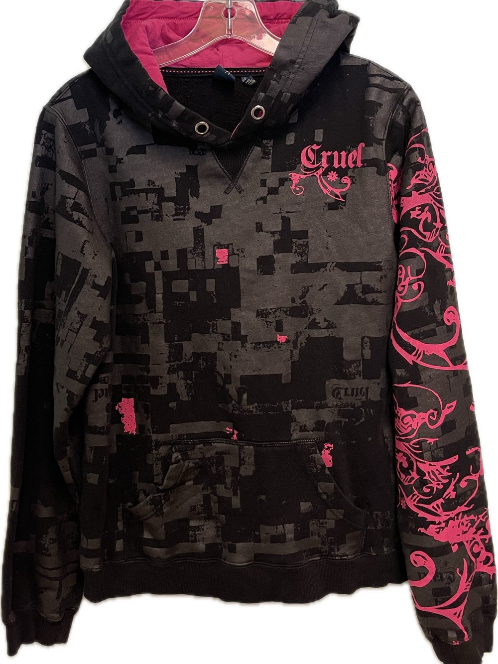 Cruel Girl Black & Hot Pink Graphic Hoodie Sweatshirt